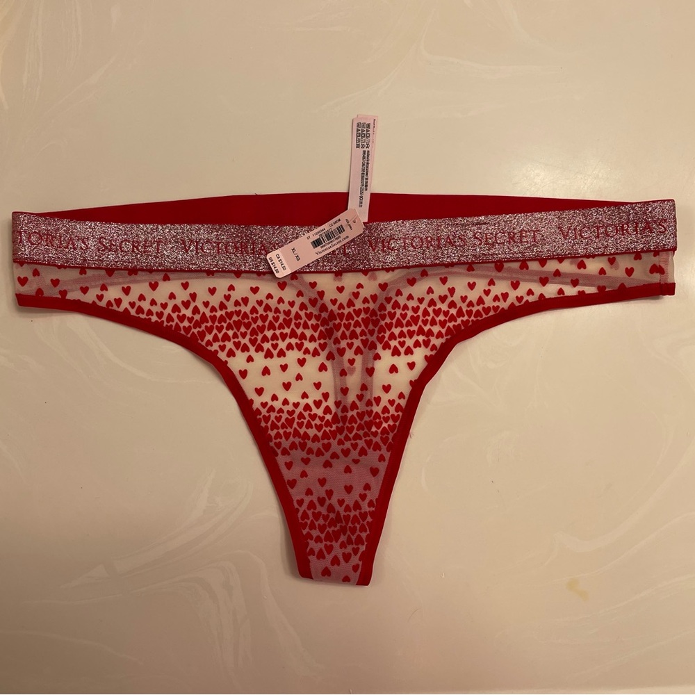 Victoria's Secret Red Heart Patterned Lingerie